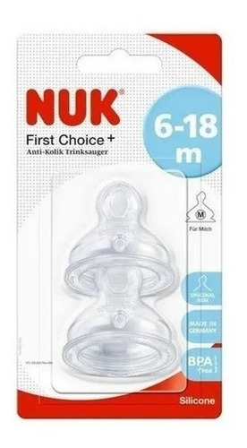 Imagen 2 de 2 de Nuk First Choice Plus Tetina De Silicona 6-18 Meses Medio 2u