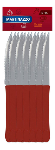 Cubiertos Cuchillo De Mesa X12 Acero Inoxidable Rojo