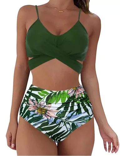 Traje De Baño Tipo Bikini Para Mujer Con Estampado Halter, S