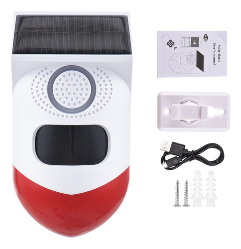 Alarma Con Sensor De Movimiento Solar: Sirena De 120 Db, Luz