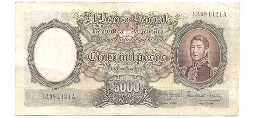 Billete Moneda Nacional 5000 Pesos B 2174 Fábregas Elizalde