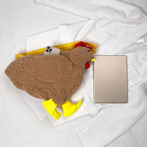Bandolera De Felpa Con Forma De Gallina De Moda Para Mujer,