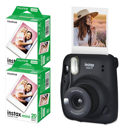 Camara Fujifilm Instax Mini 11 Gris + 40 Hojas Fotograficas 