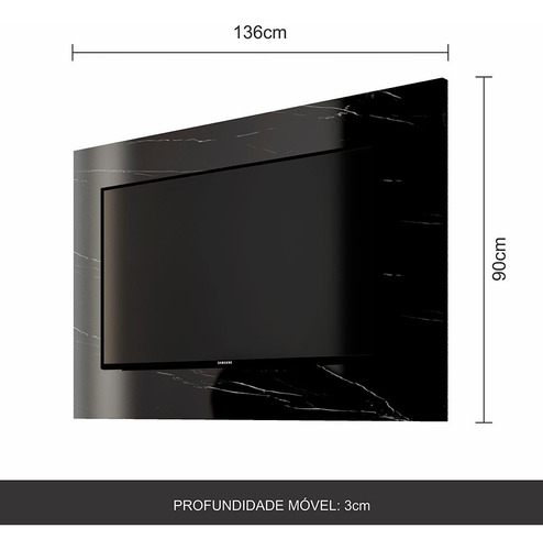 Painel Suspenso Para Tv Até 55 Quebec Carraro Pret - M A Cor Carraro Preto