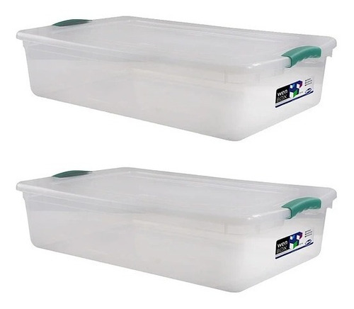 Pack De 2 Cajas Wenco Transparente Wenbox De 32 Lts 66,8x39,