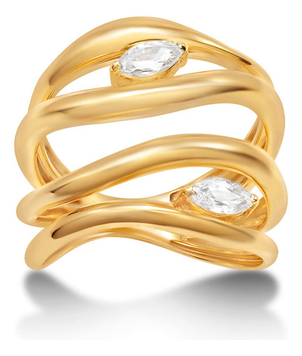 Anel Em Ouro Amarelo 18k Com Safira Branca - Couture Cl Joia