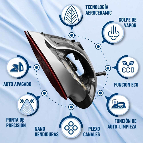 Plancha De Vapor Oster® Con Tecnología Aerocerámica Gcstac69 Color Gris