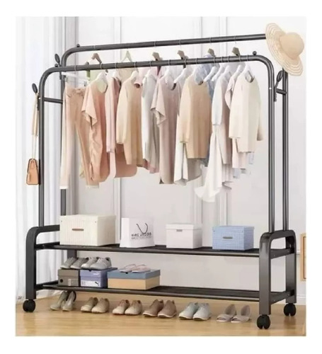 Colgadores De Ropa Perchero Doble Con Ruedas 110x150