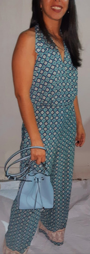 Mono Largo Dama Pantalon Ancho Estampado Zara Atado Arriba (Usado)