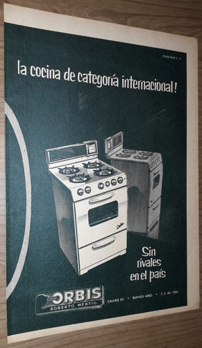 P655 Clipping Publicidad Cocinas Orbis Año 1956 (Usado)