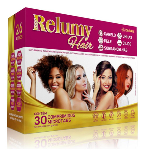 Kit Relumy Hair Com 3un De 30 Comprimidos Microtabs Cada