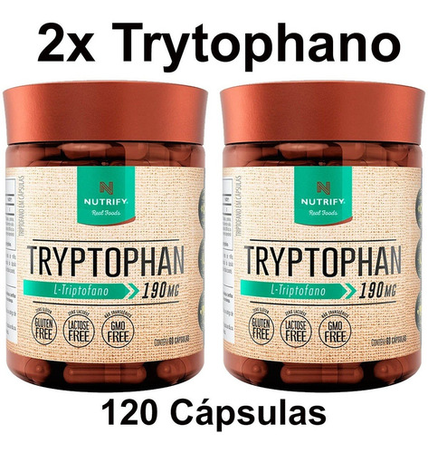 2x Triptofano 5htp Serotonina 60 Cáps Tryptophan Nutrify Sabor Sem Sabor