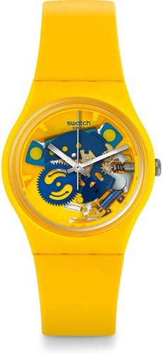 Reloj Swatch Silicona Amarillo Azul Gj136 Agente Oficial