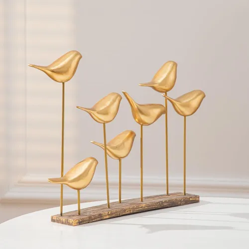 Anding Escultura Pájaro Dorado A51521 Decoración Mmg