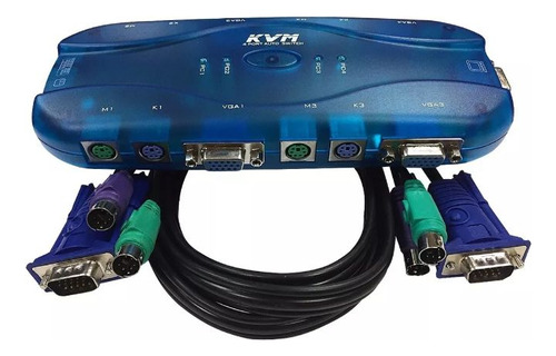 Switch Kvm 4 Puerto Ps2 Teclado Mouse Video Con Cables