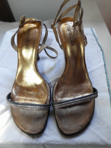 Zapato Sandalias De Fiesta Mujer - Talle 37 - Doradas