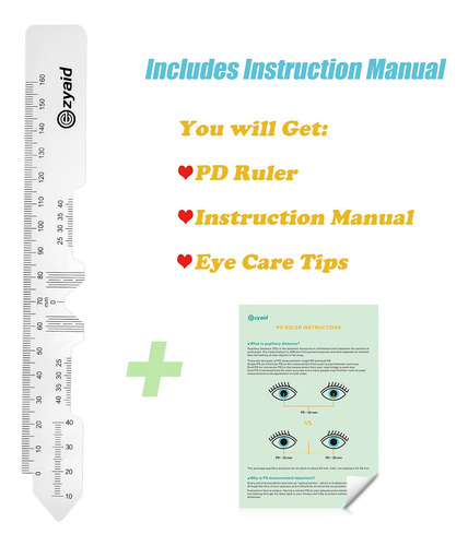Regla Pd Con Manual De Instrucciones Para Medición De Pupila Color