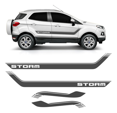 Kit Faixa Ecosport Storm 2019/2022 E Adesivo Do Capô Grafite