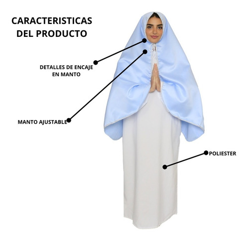 Disfraz Virgen Maria Clasico Navidad Dama