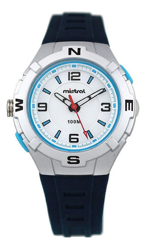 Reloj Mistral Hombre Análogo Con Luz Wr 100m Malla Azul 02 Bisel - Fondo