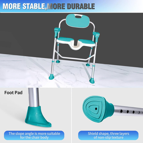 Silla De Ducha Plegable Con Respaldo Y Brazos 350 Lb
