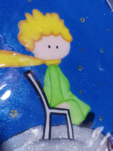 Bandeja Para Desayuno Decorada Pintada El Principito Azul