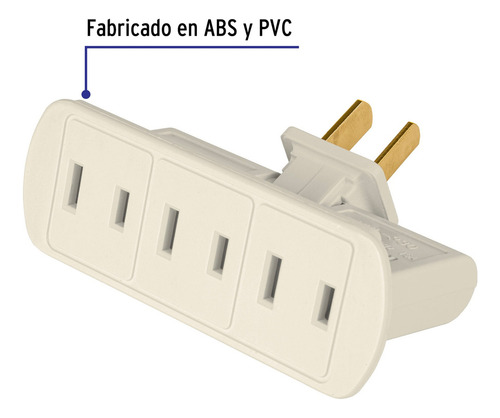 Multicontacto 3 Entradas Enchufe De Pared Bisagra 15 A 127 V