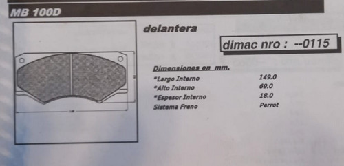 Pastillas Freno Mercedes Benz 230 280 L 207 210 307 Mb 100 D