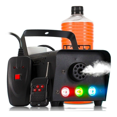 Maquina De Fumaça 03 Leds Rgb 2 Controles Com Fluido Grátis