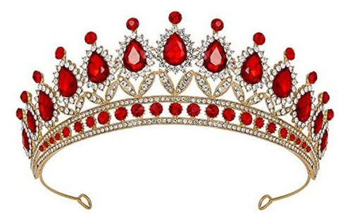 Corona Tiara Hermosa Para Novia, Cumpleaños, Quinceañera Color Rojo