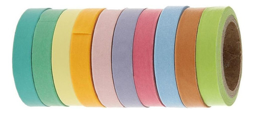 10x Washi Tape Cinta Adhesiva De Papel De Colores Etiqueta