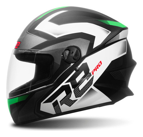 Capacete Para Moto Liberty R8 Pro Brilhante Fechado Protork Cor Preto - Verde Tamanho do capacete 60