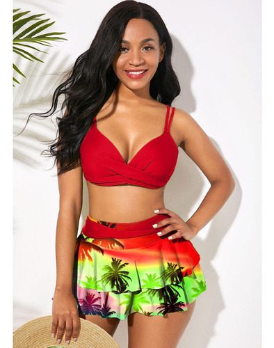 Conjuntos Trajes Baño Faldas Sujetador Y Volantes Ropa Playa