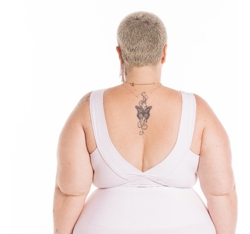 Imagem 3 de 8 de Top Plus Size Média Sustentação V Emana® Wonder Size Branco