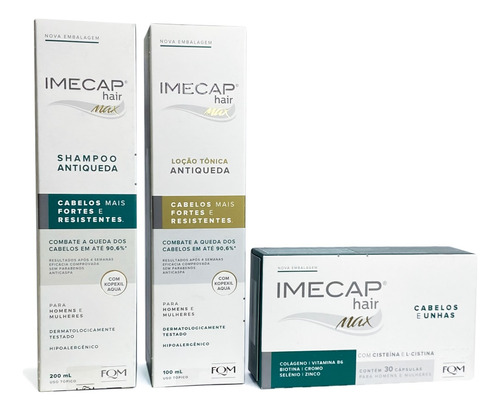 Kit Shampoo Loção Tônica E Capsulas Imecap Hair Max