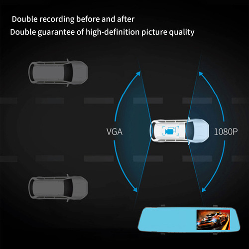 P 4,5 Polegadas Com Espelho Retrovisor Dash Cam De Alta Defi