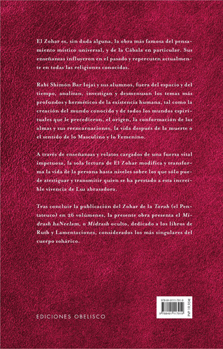 Zohar sobre Ruth y lamentaciones, de Bar Iojai, Shimon. Editorial Ediciones Obelisco, tapa dura en español, 2022