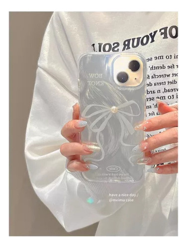 Funda Para Iphone11 12 13 14 15 16 Serie Lazo En Plata Case