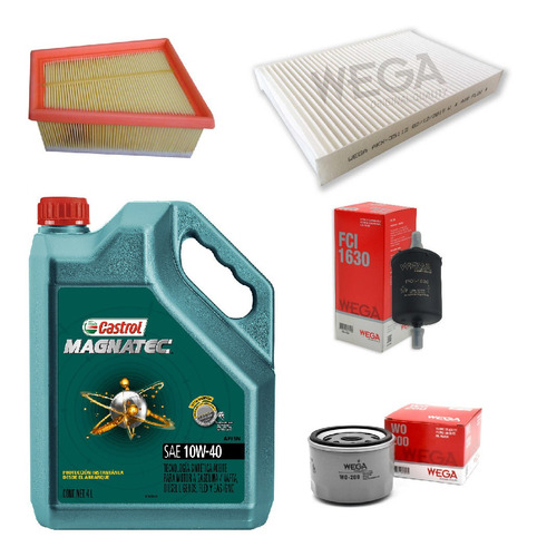 Kit 4 Filtros + 4l Aceite Castrol 10w40 Renault Kangoo Ii