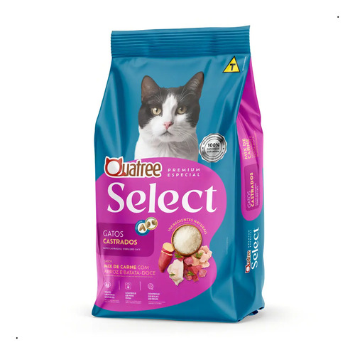 Ração Quatree Select Gato Castrado Mix Carnes Nuggets 10,1kg