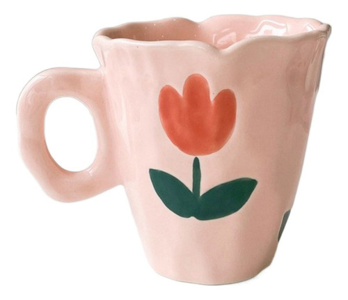 Tazas De Cerámica Hechas A Mano Con Tulipán Y Nube Irregular