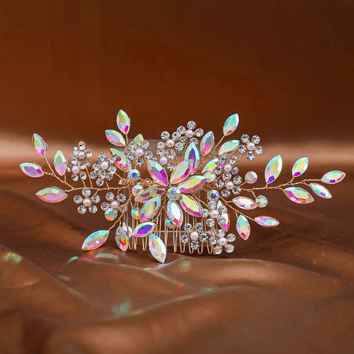 Diadema De Perlas Hecha A Mano Con Forma De Peineta De Estil