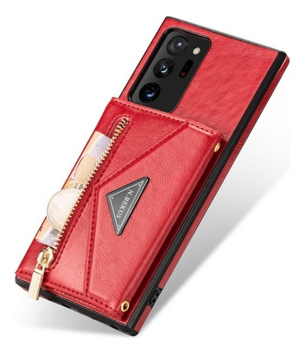 A Funda De Teléfono Con Cremallera Y Cordón For Samsung