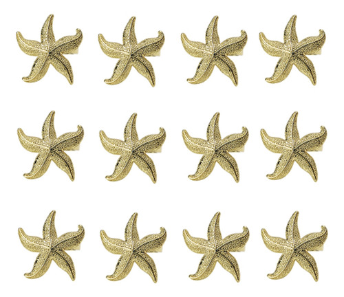 Servilleteros Con Forma De Estrella De Mar, 12 Anillos Dorad