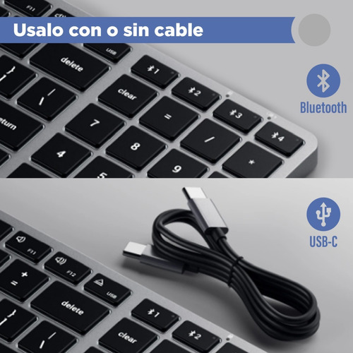Imagen 3 de 10 de Teclado Inalámbrico Aluminio Retroiluminado / Satechi /apple