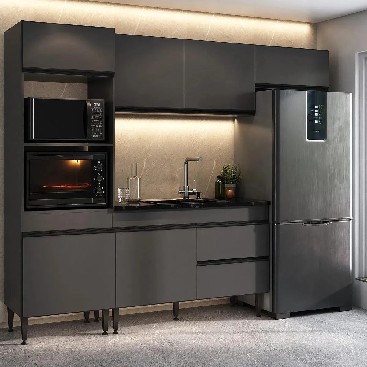 Armário Cozinha Modulada Completa 251,5cm Milano Multimóveis MP2398