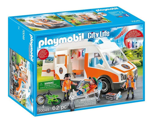 Ambulancia Playmobil 70049 Con Luz Y Sonido Playlgh