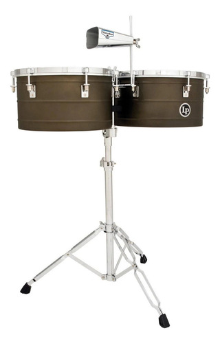 Timbales Matador M258 14 PuLG Y 15 PuLG Con Atril Color Marrón Oscuro