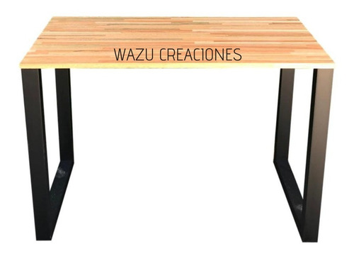 Mesa Escritorio Hierro Y Madera Finger Joint Oficina Wazu