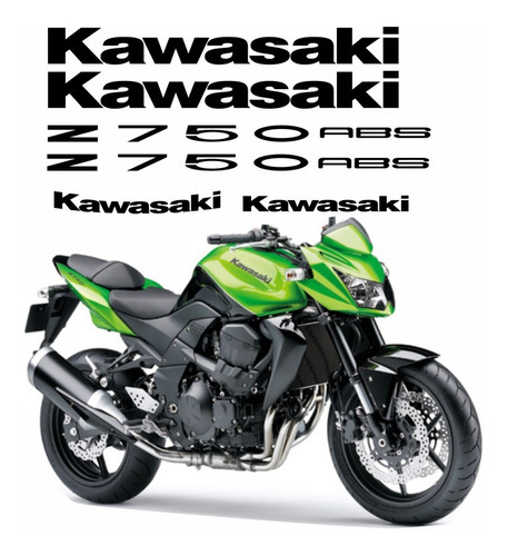 Adesivos Emblemas Compatível Kawasaki  Z750 2010 Verde 7010v Cor KAWASAKI Z750 2010 VERDE